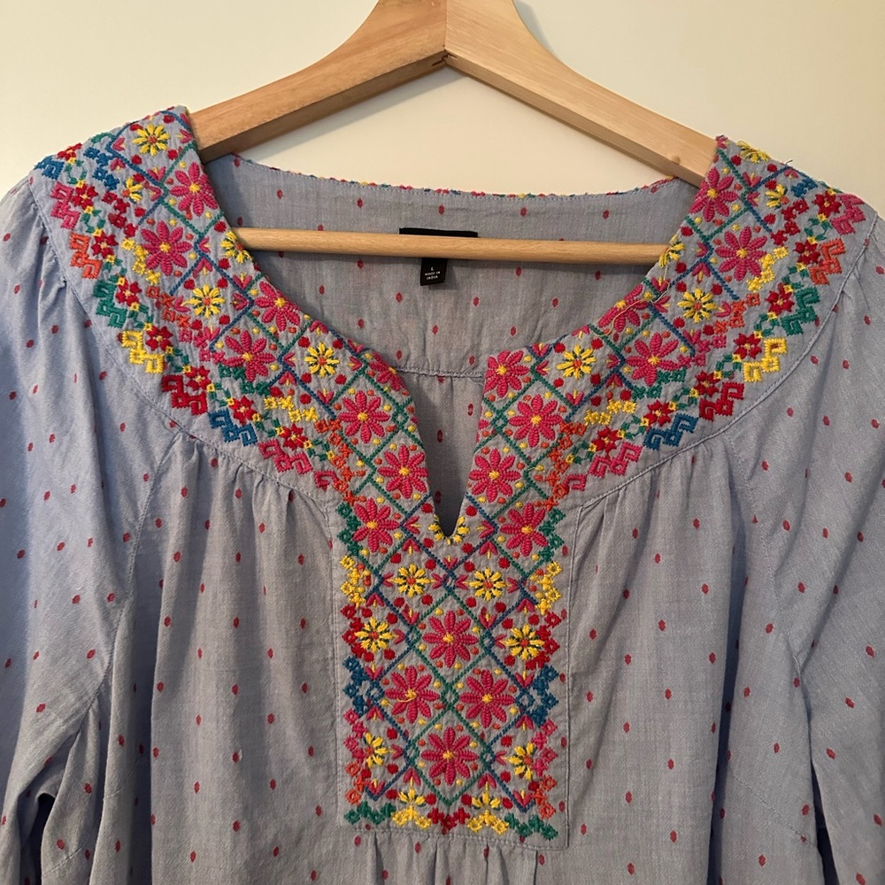 Talbot’s Colorful Embroidered Top